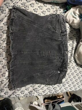 H&M Black Washed Denim corset top